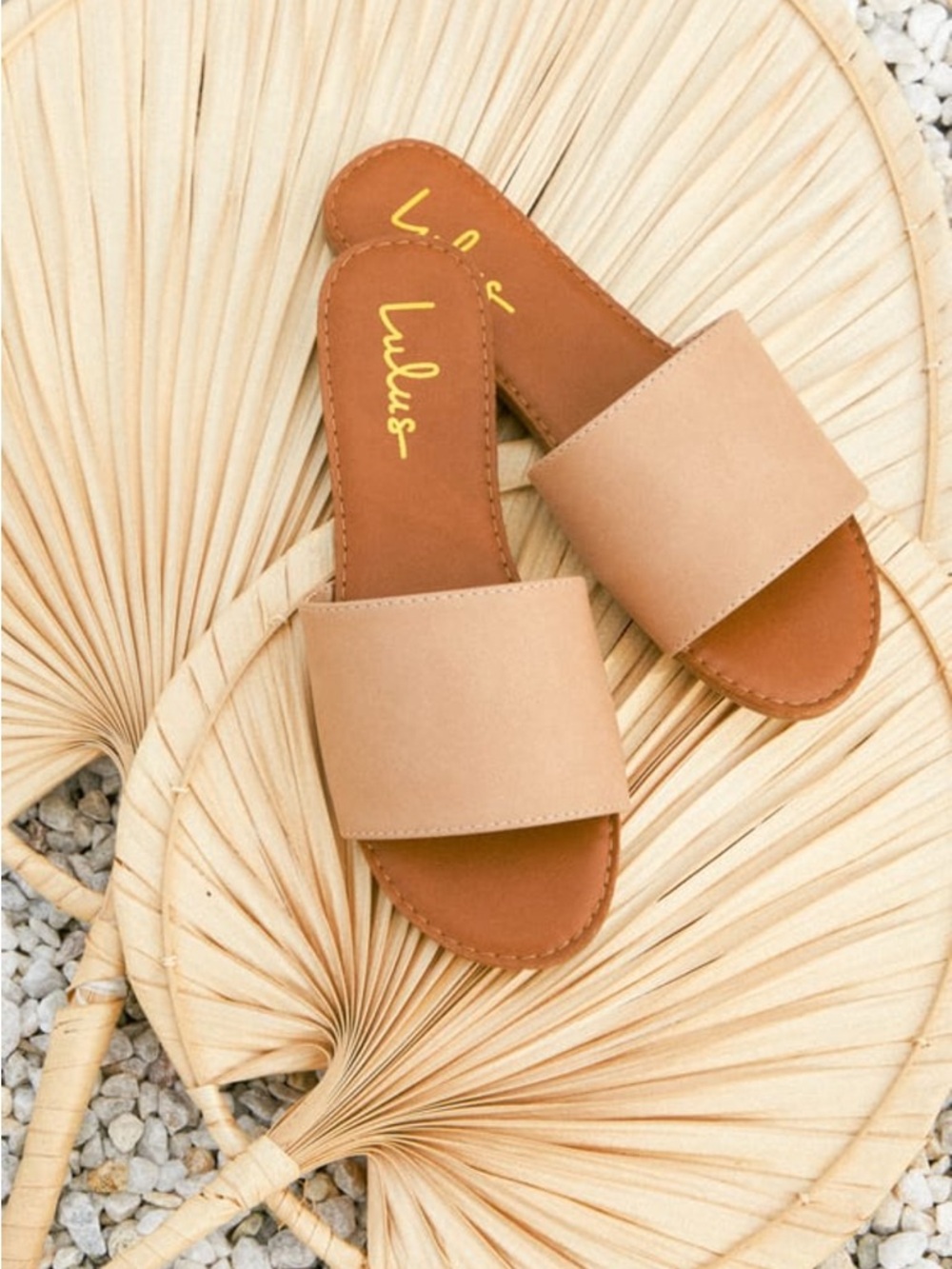 Lulu's Tan Slide Sandals - Women's Neutral Slip-On Addison Natural Slide Sandals